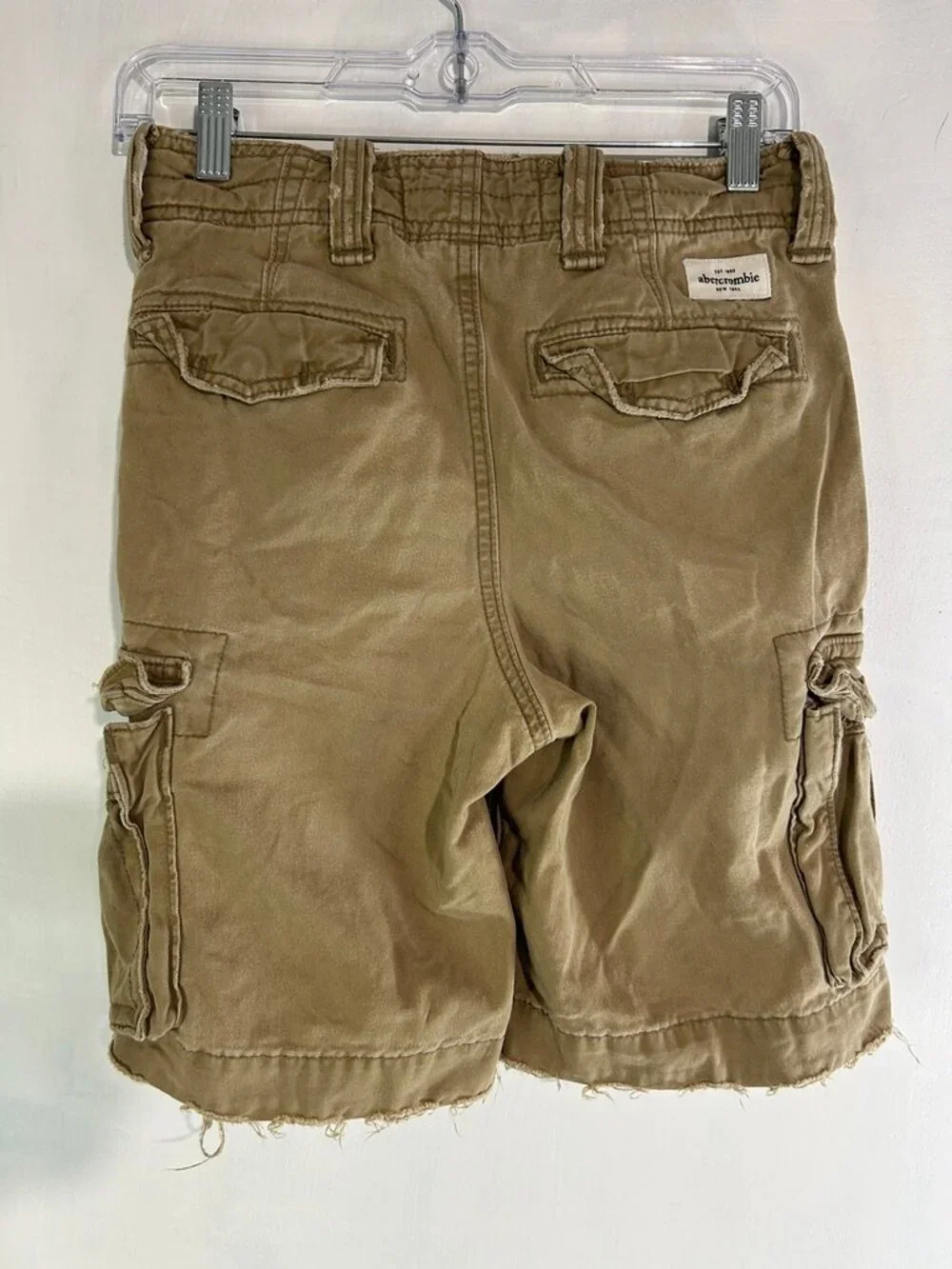 Abercrombie Kids Khaki Cargo Shorts Size 10 Distressed Utility Y2K Gorpcore